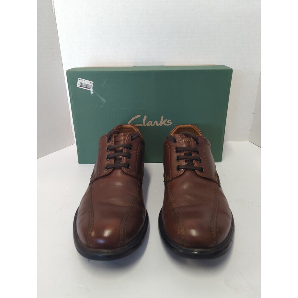 CLARKS Colson Over Brown Leather Oxfords Men's 10.5 Casual Shoes Great Condition